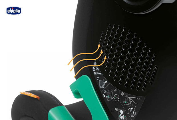 Chicco MySeat i-Size Air - Dettaglio della scocca con sistema di traspirazione 