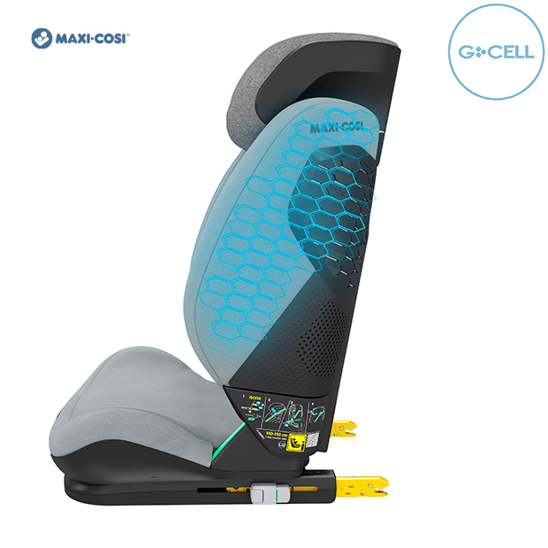 Maxi-Cosi RodiFix Pro i-Size - Vista laterale e dettaglio della protezione da impatti laterali G-Cell - Cercaseggiolini