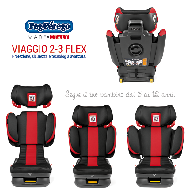 Peg Perego Seggiolino auto Viaggio 2-3 Flex 2016 - dai 3 ai 12 anni - le varie configurazioni - cercaseggiolini