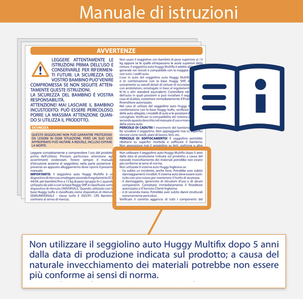 Scadenza del seggiolino auto - indicata sul manuale di istruzioni del prodotto