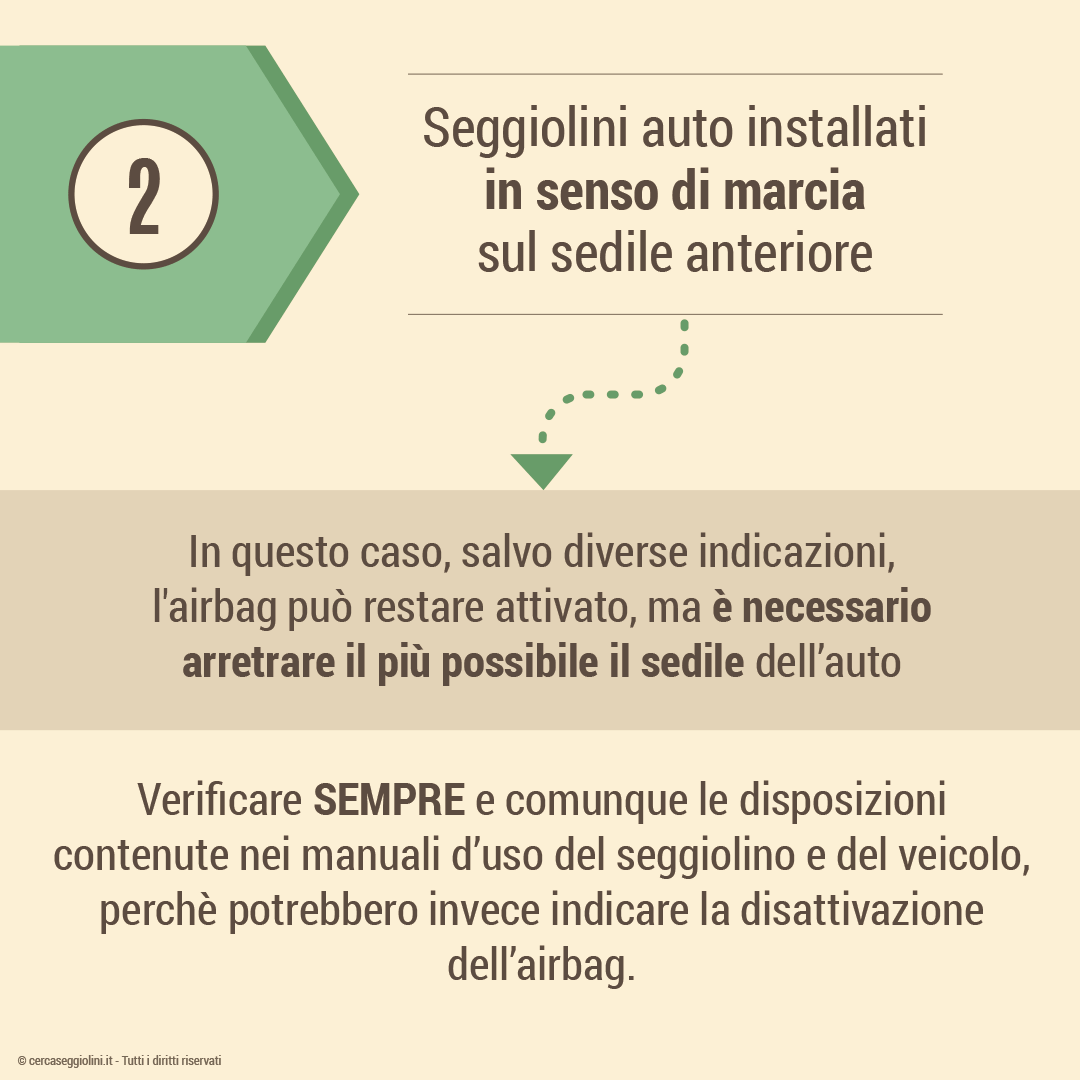 Dove installare il seggiolino auto - Sul sedile anteriore con seggiolino in senso di marcia