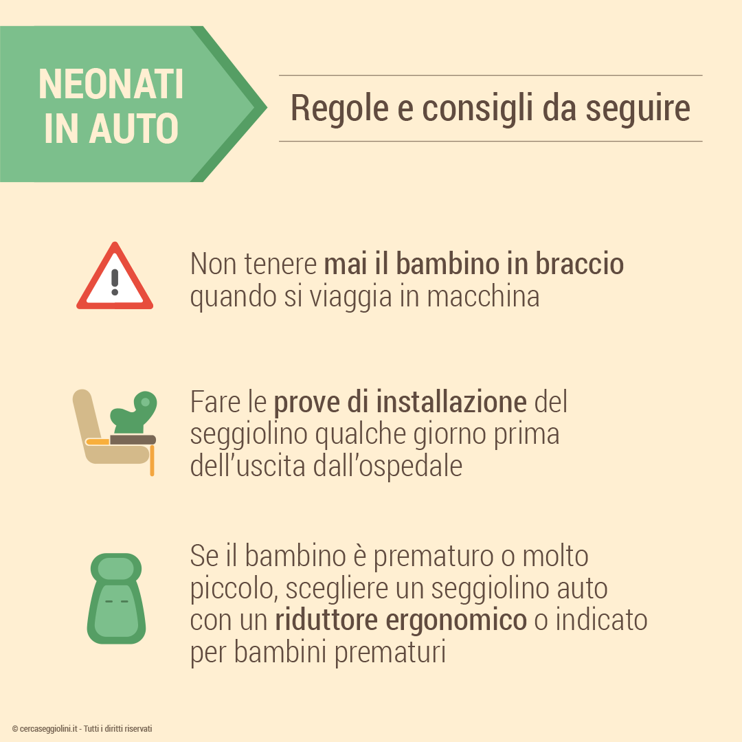 Regole e consigli per trasportare il neonato in auto - parte 1